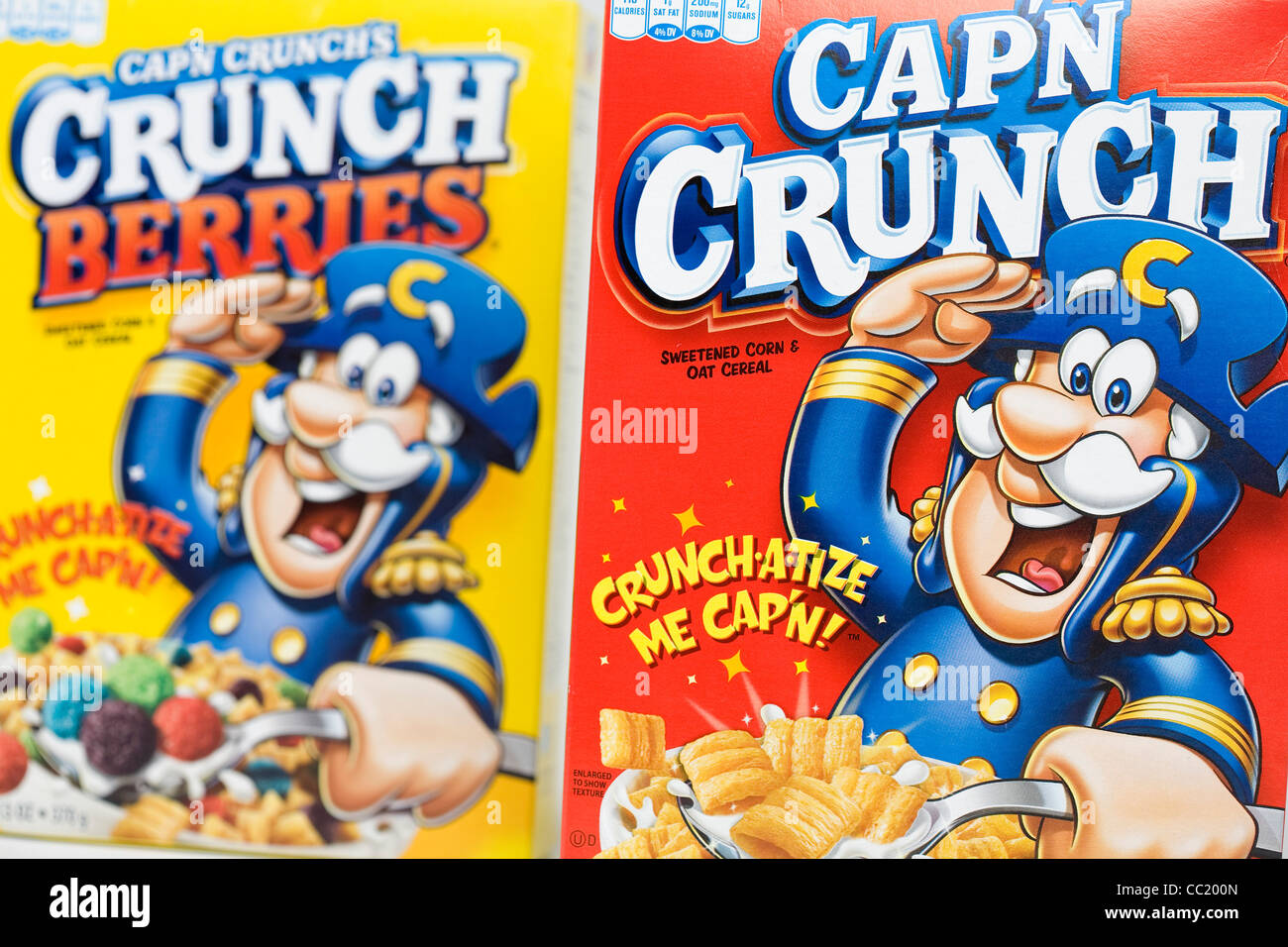 Cap'n Crunch's Crunch Berries and Cap'n Crunch breakfast cereal. Stock Photo