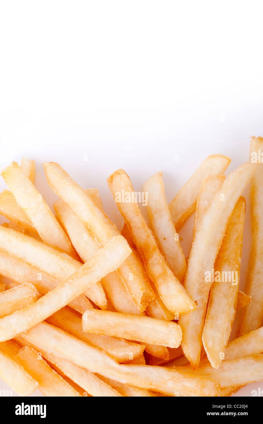 White copy space above French Fries. Stock Photo