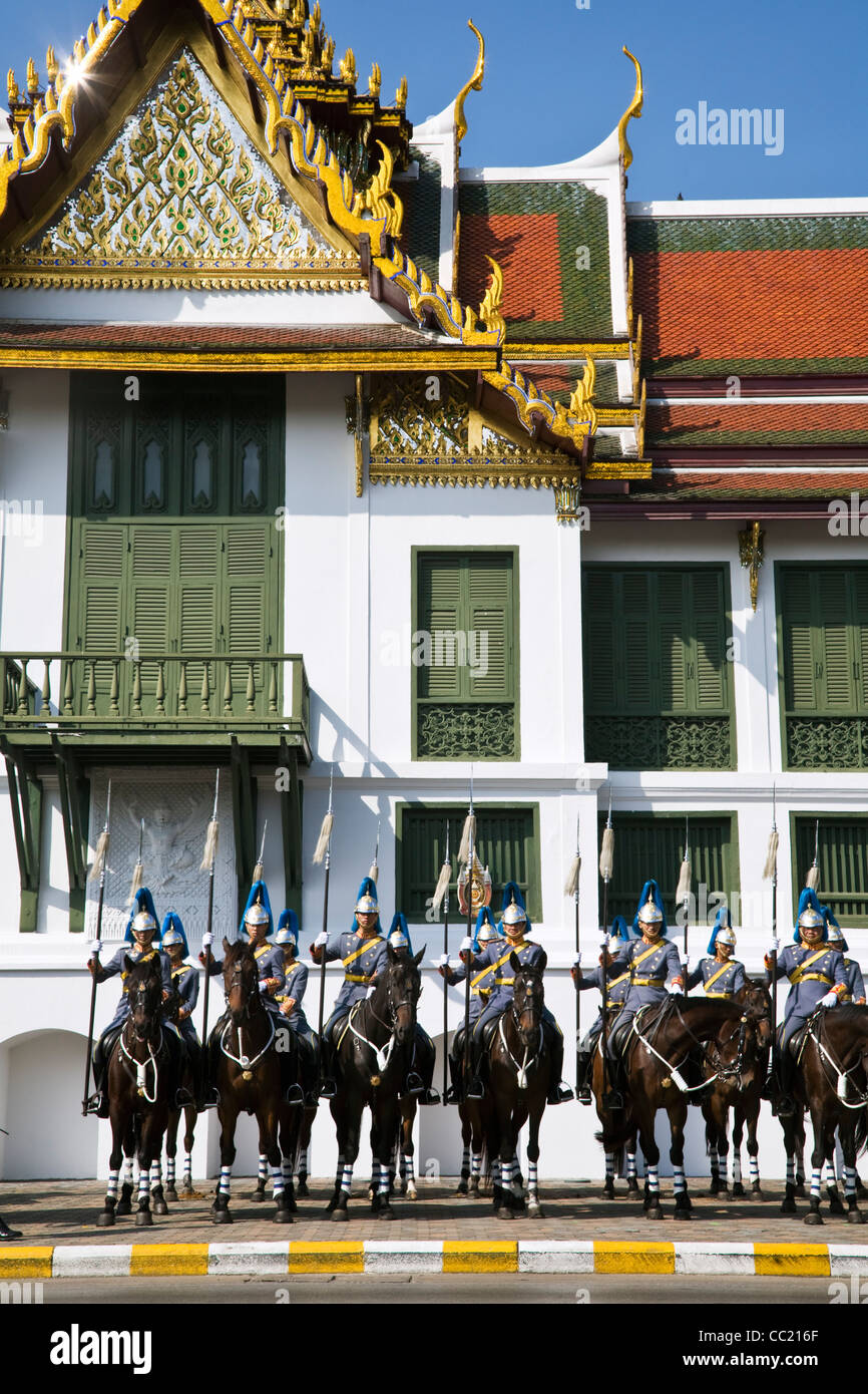 Royal Thai Cavalry at the Grand Palace during the King's 80th birthday celebrations. Bangkok, Thailand Stock Photo