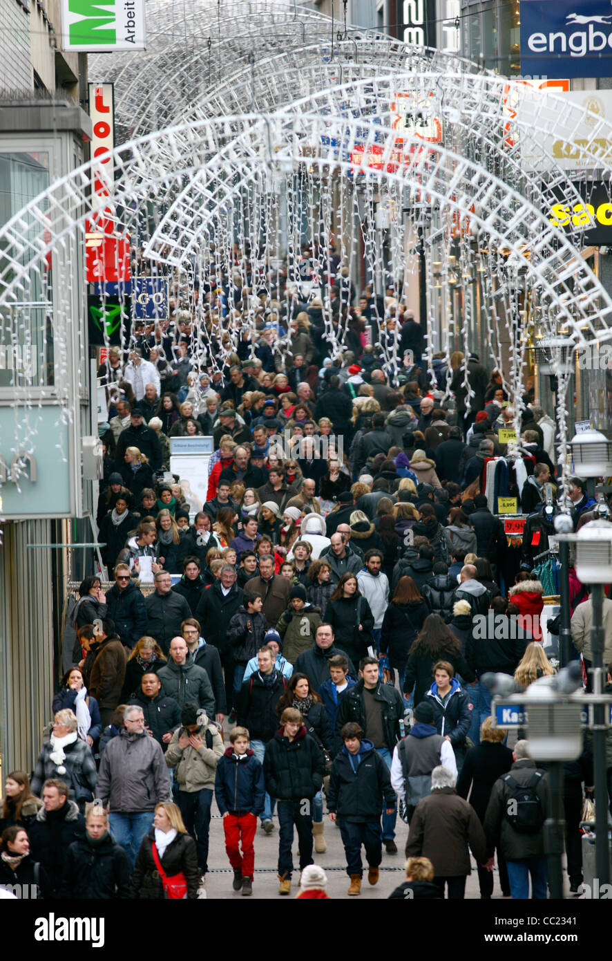 Shopping street, full of people. Going shopping. Essen, Germany, Europe Stock Photo