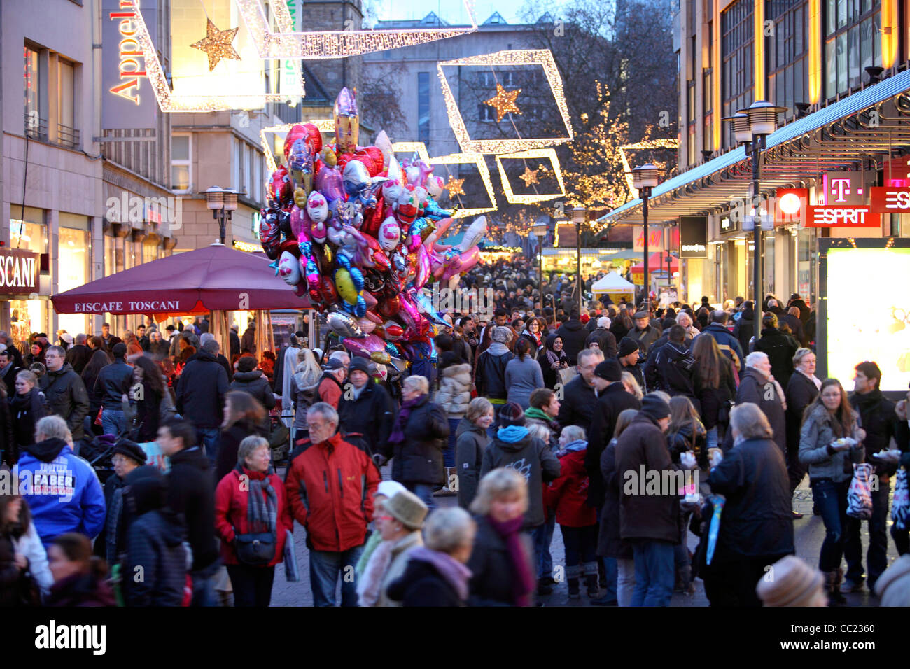 Shopping street, full of people. Going shopping. Essen, Germany, Europe Stock Photo