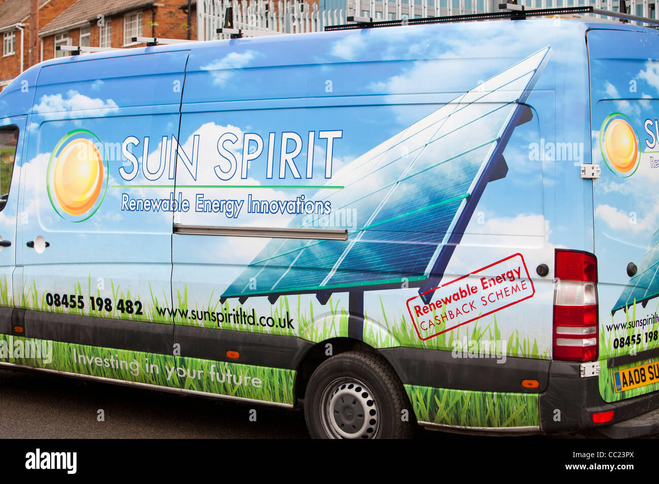 A solar energy company van Stock Photo Alamy