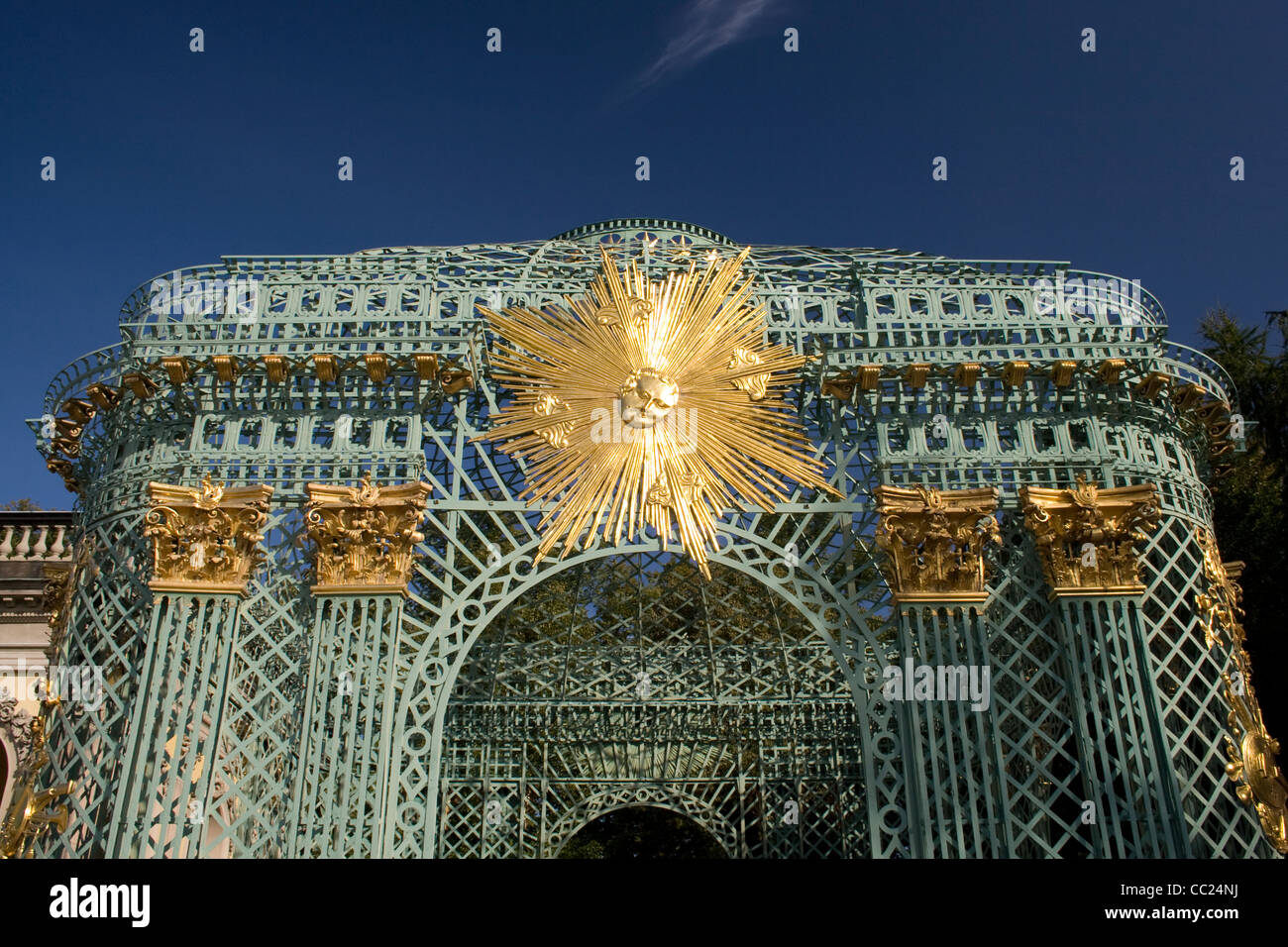 A trellised gazebo at Sanssouci Palace, Potsdam, Berlin, Germany. Stock Photo