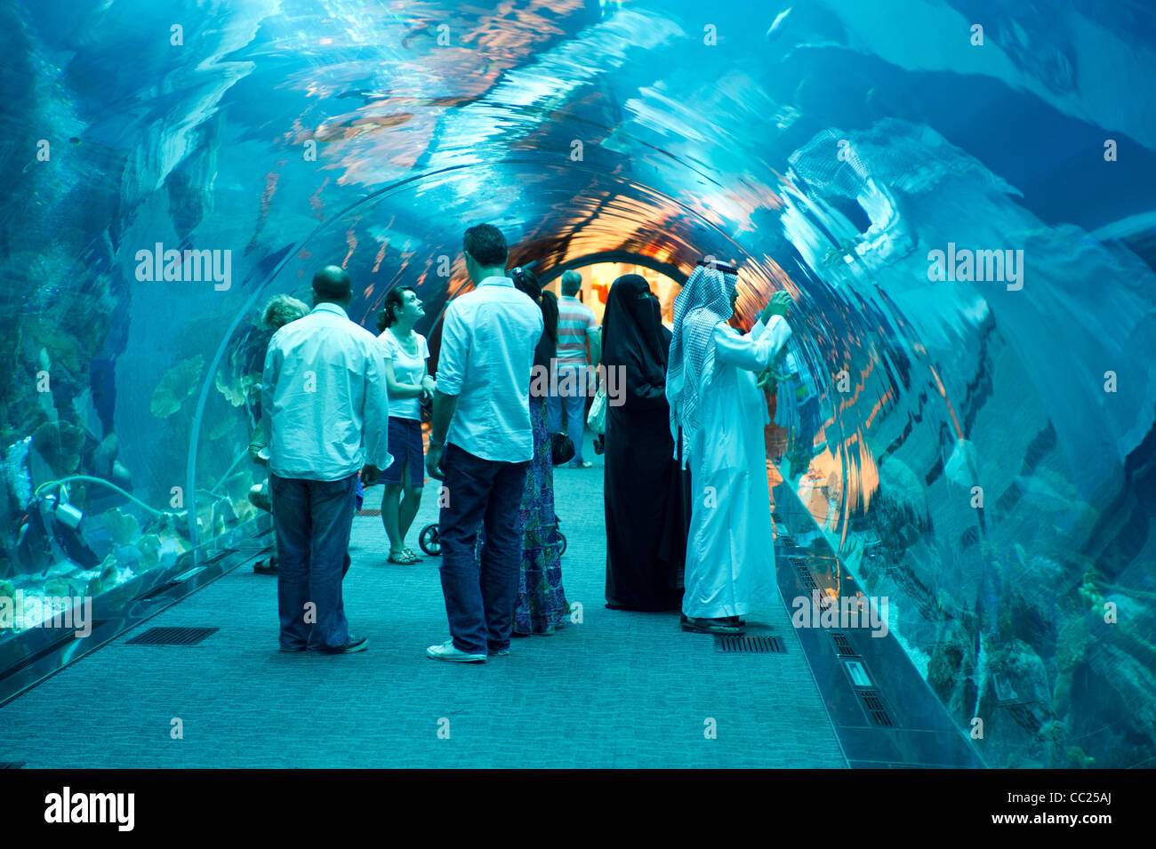Aquarium tunnel Dubai mall, United Arab Emirates Stock Photo