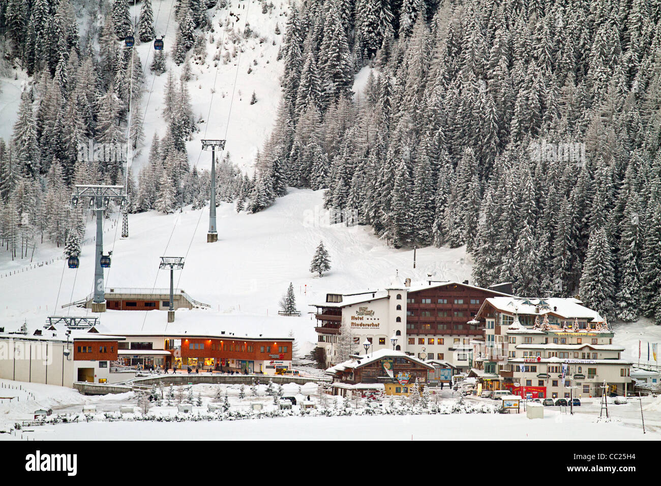 Hintertux ski lift station, Zillertal Valley, Tyrol, Austria Stock Photo