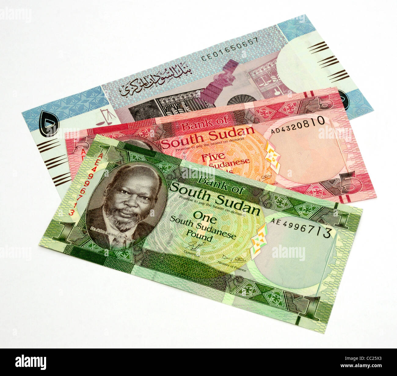 North and South Sudan Currency. Stock Photo