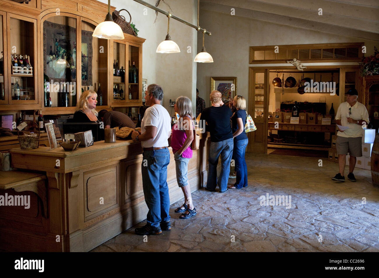 Tasting Room at the Sunstone Vineyards and Winery located 30 minutes north of Santa Barbara in the Santa Ynez Valley Stock Photo