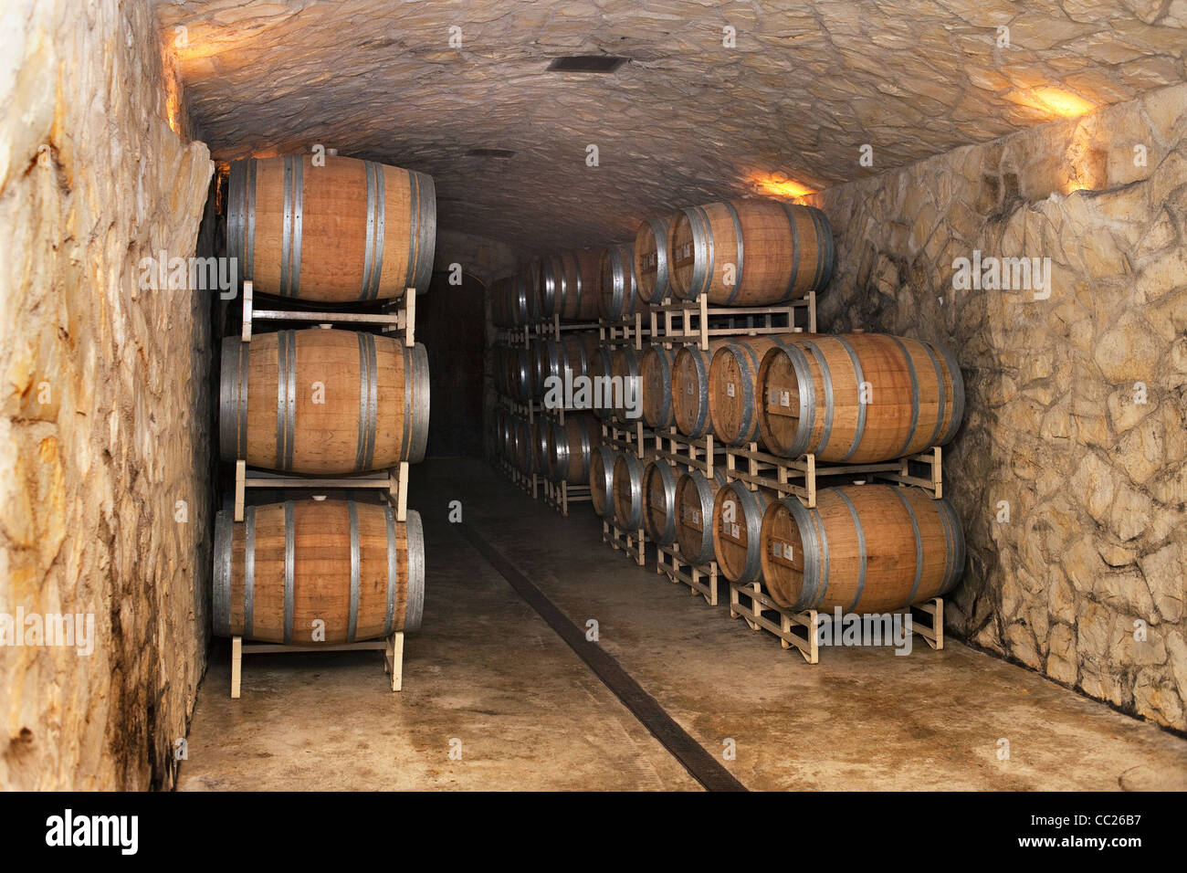 Wine barrels at the Sunstone Vineyards and Winery located 30 minutes