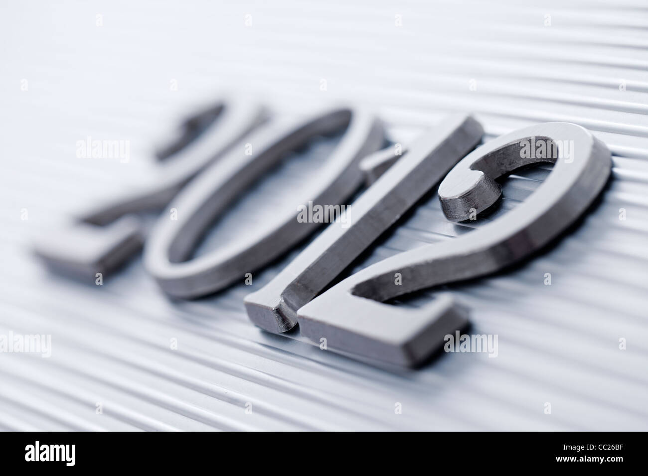 2012 presented with metal letters. Stock Photo
