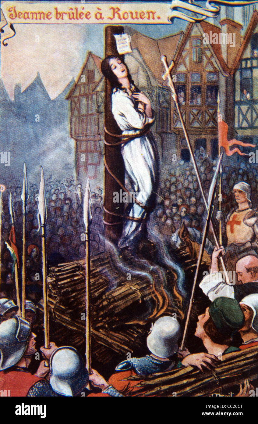 Saint Joan of Arc (1412-31) Being Burnt at the Stake at Rouen (1431), France. Patron Saint of France. Stock Photo