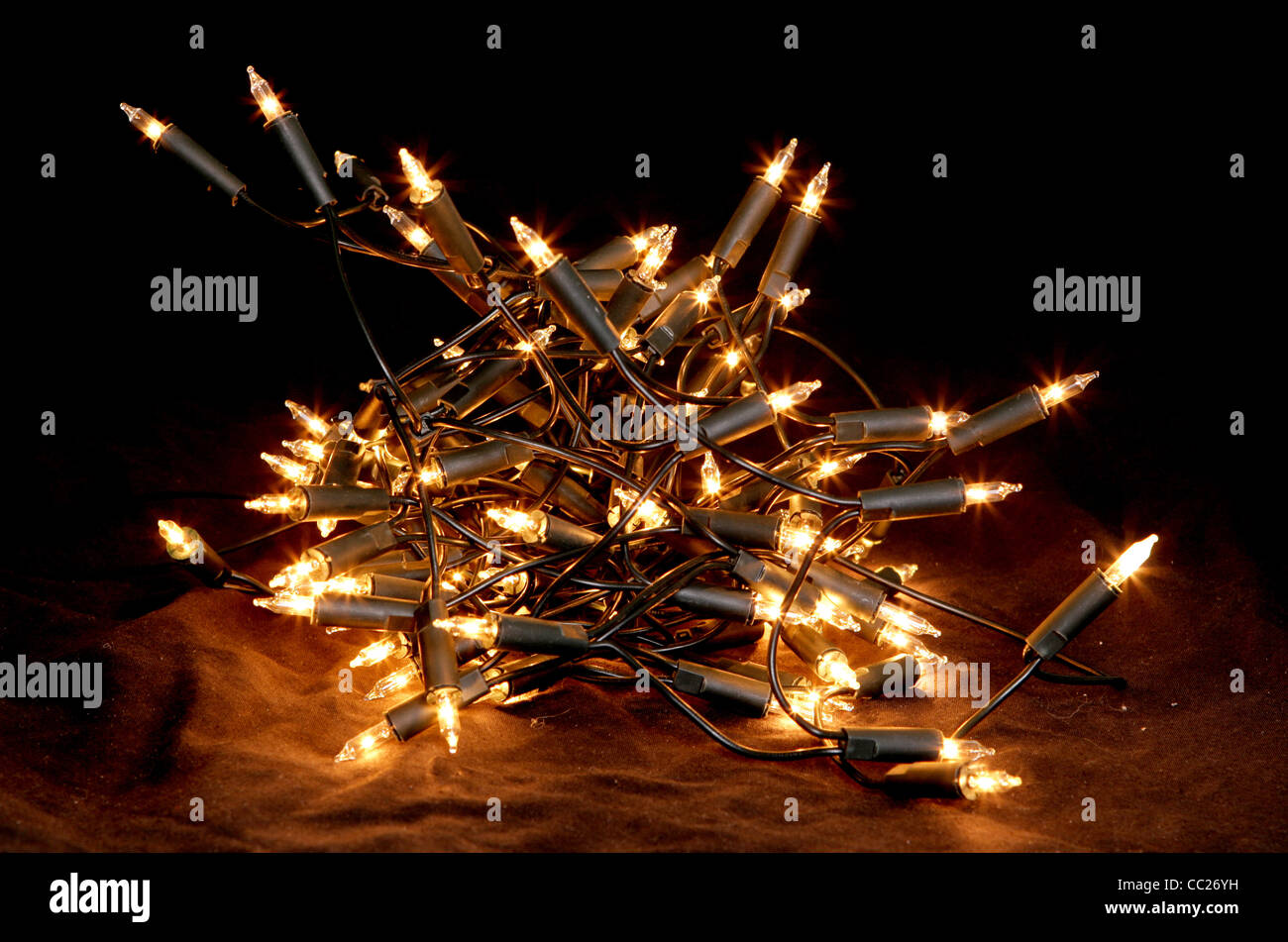 Fairy lights on a black background Stock Photo Alamy