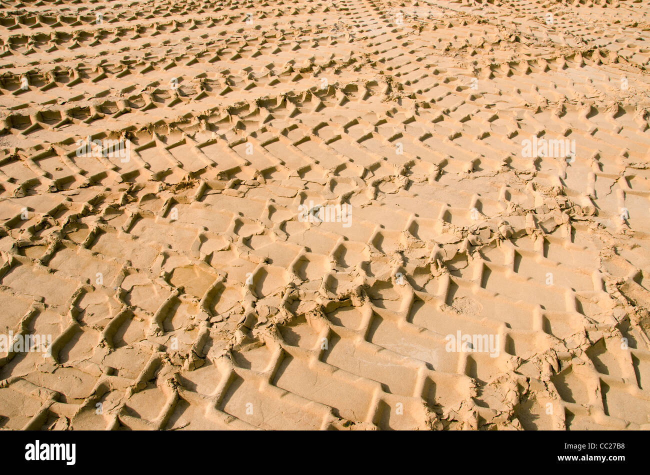 Freight car wheel marks in the sand. Transportation concept background