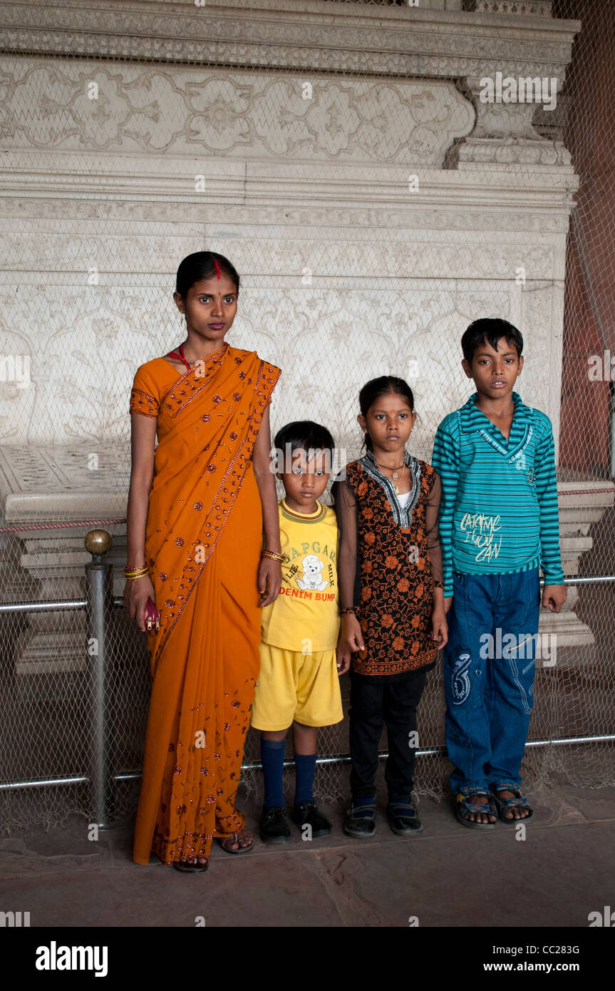 Indian family, Red Fort, Lal Qila, Old Delhi, India Stock Photo