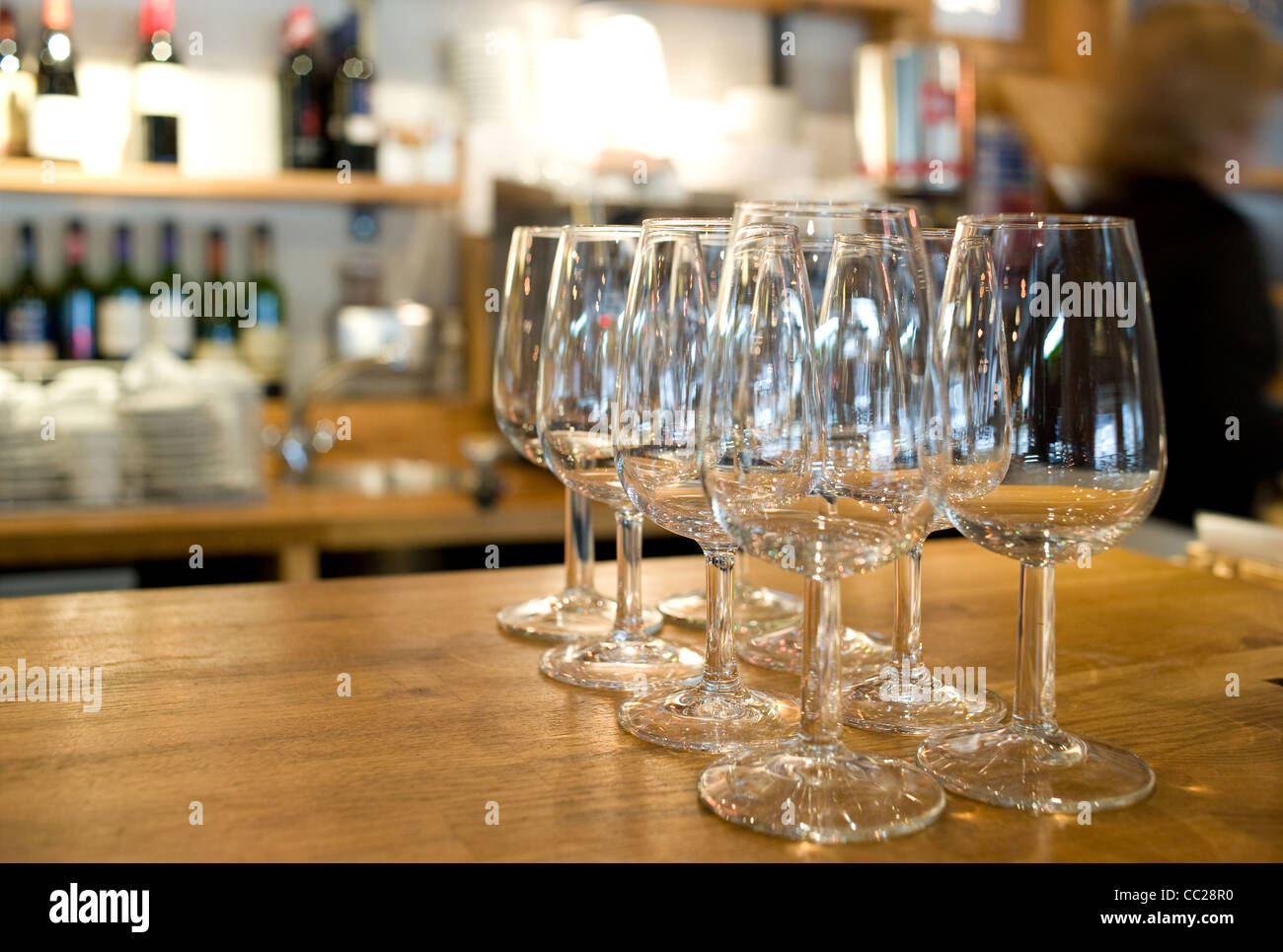 Glasses on a table in a restaurant Stock Photo - Alamy