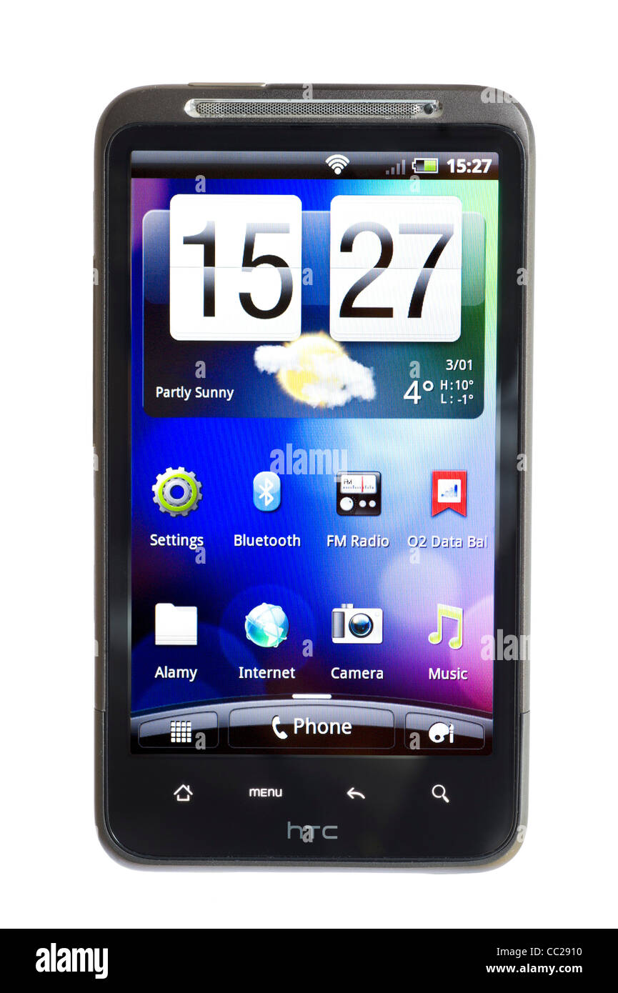 Home Screen of an HTC Desire HD Android smartphone Stock Photo