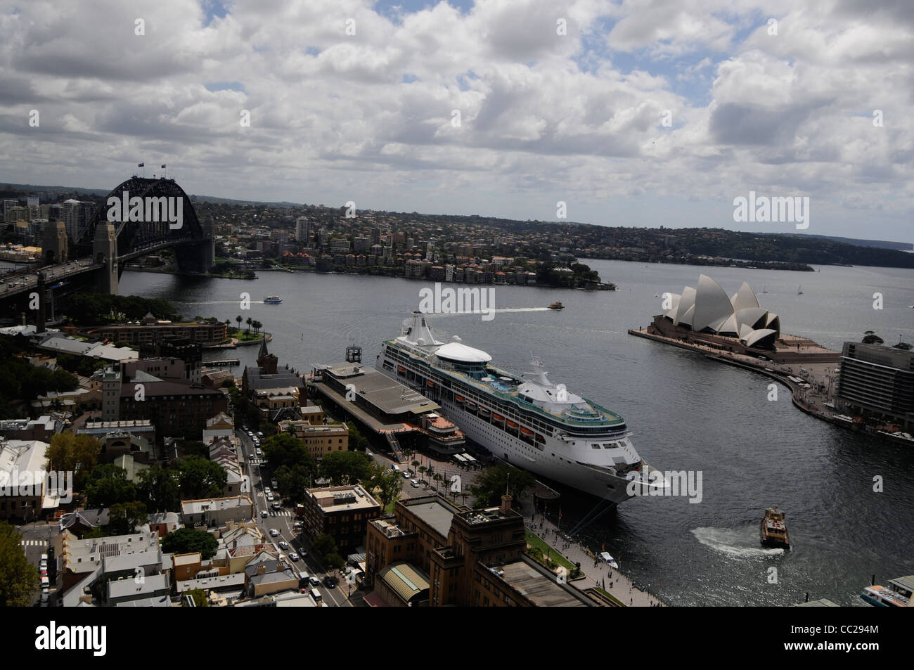 High view from the Four Seasons Hotel of Circular Quay, Harbour Bridge
