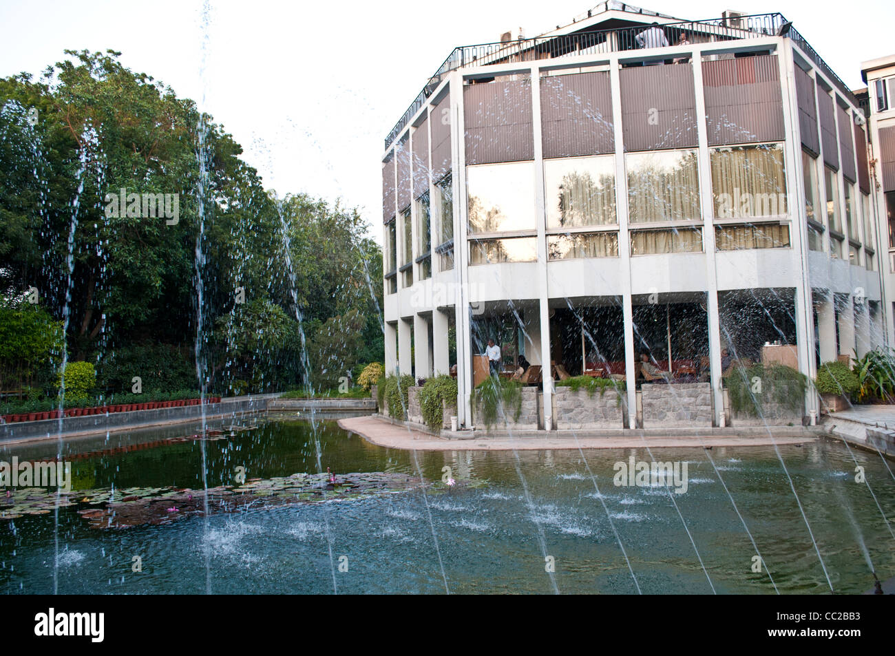 Water fountain in front of the restaurant, India International Centre