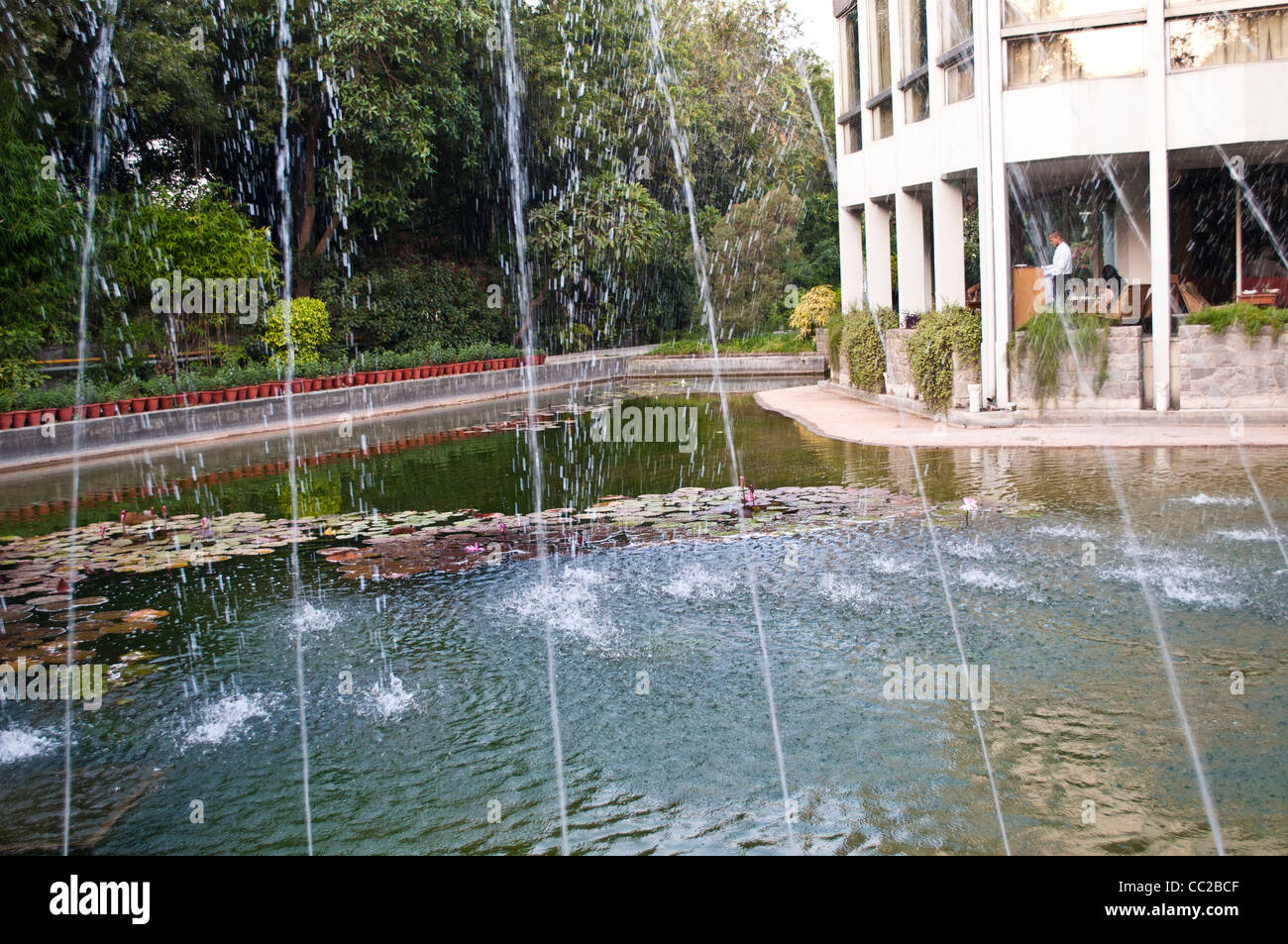 Water fountain in front of the restaurant, India International Centre