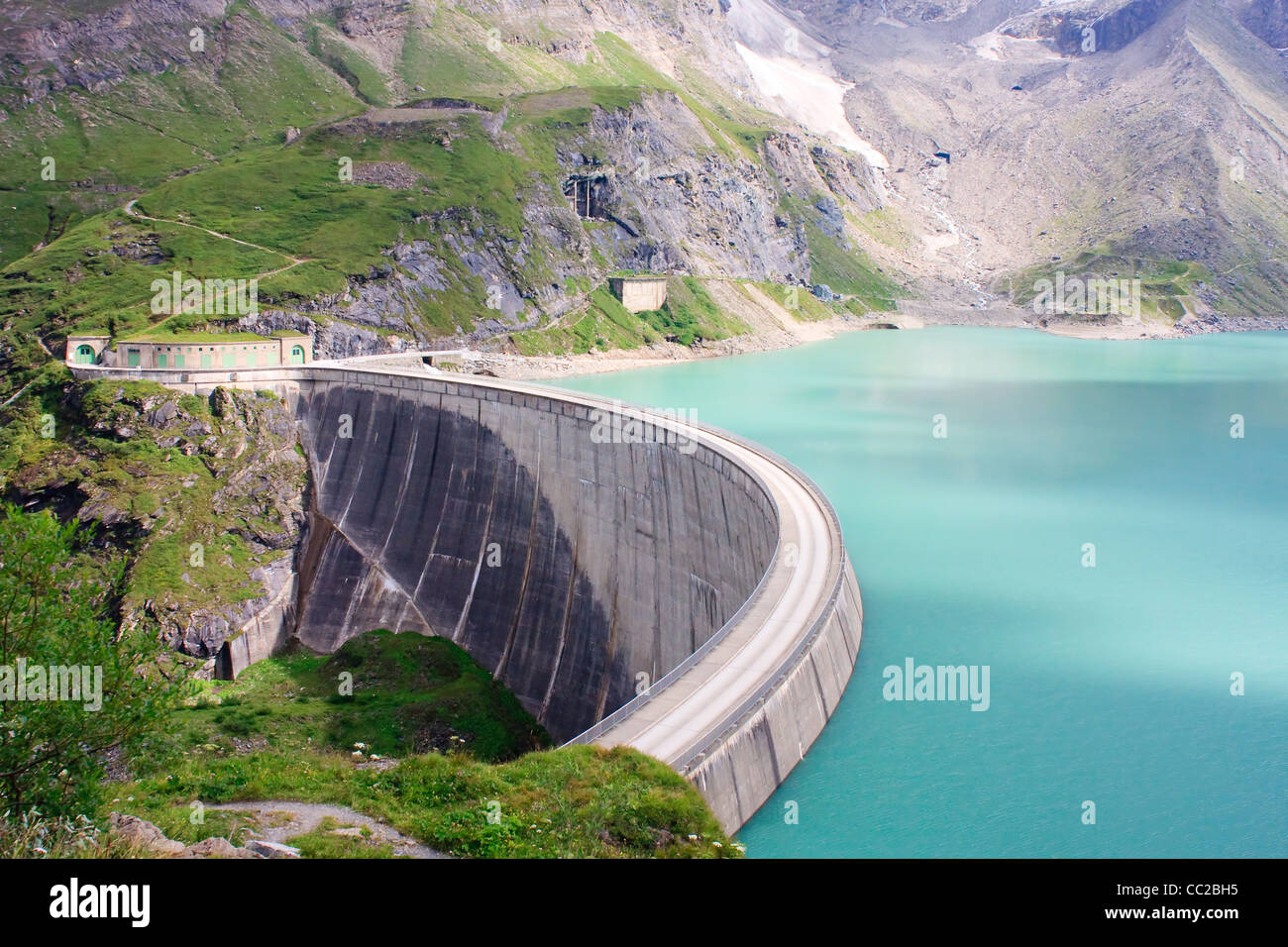 Concrete dam wall of Kaprun power plant (no people), Salzburg Alps, Austria Stock Photo