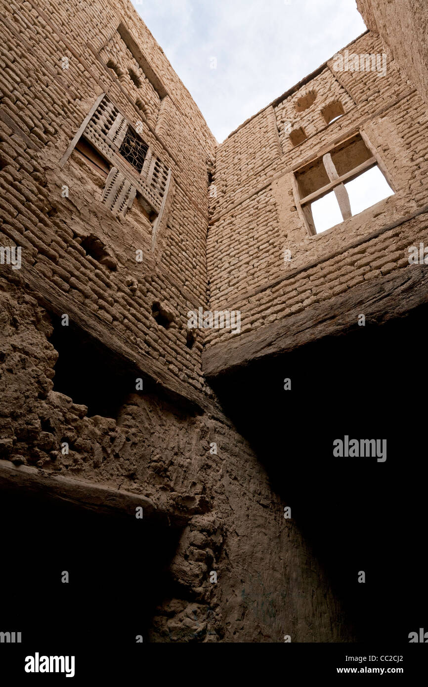 Several story buidings at the historic village of El-Qasr at  Dakhla Oasis. Western Desert, Egypt Stock Photo