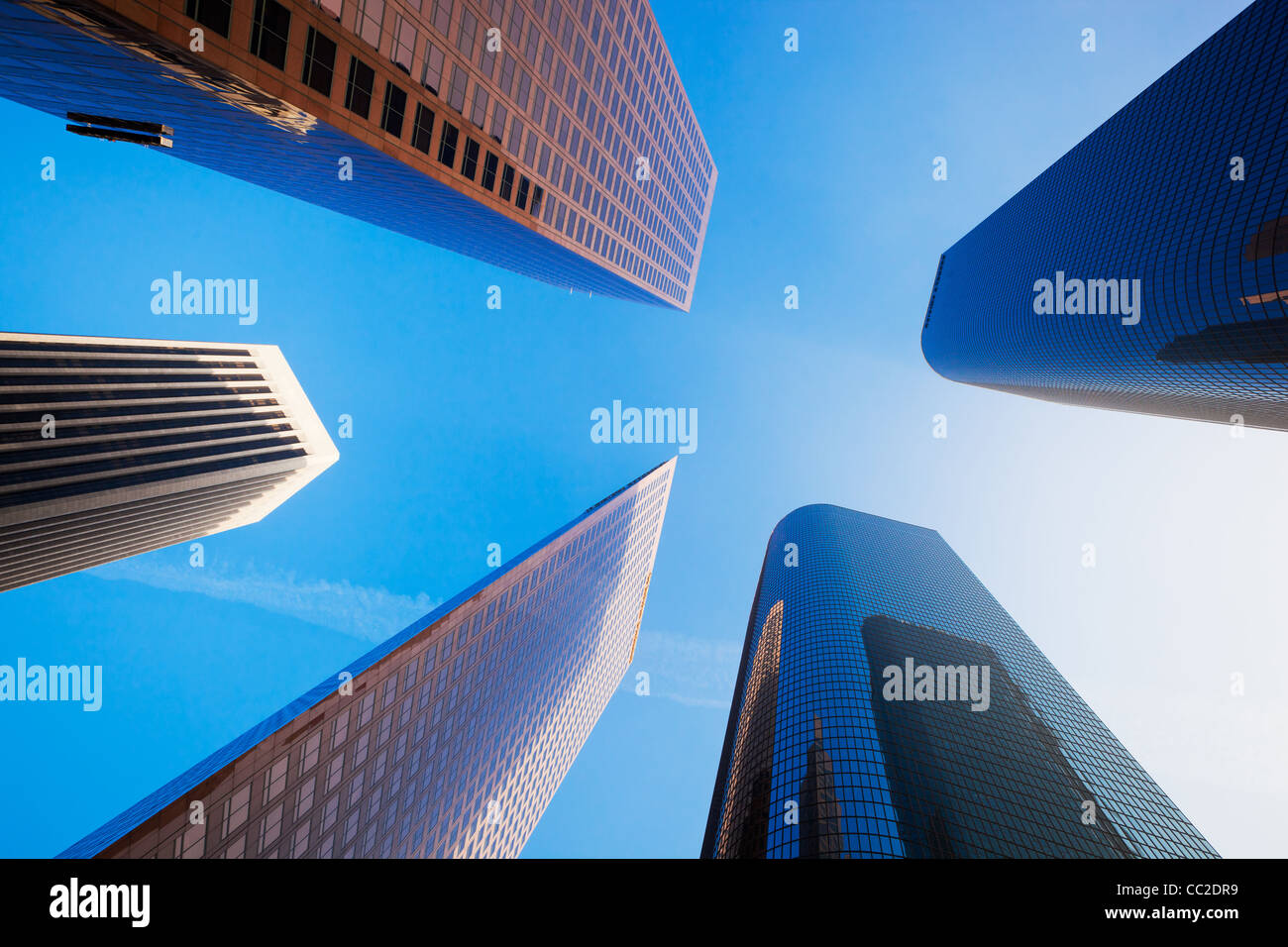 View of Sky Scrapers, Urban Buildings and Blue Sky Stock Photo - Alamy