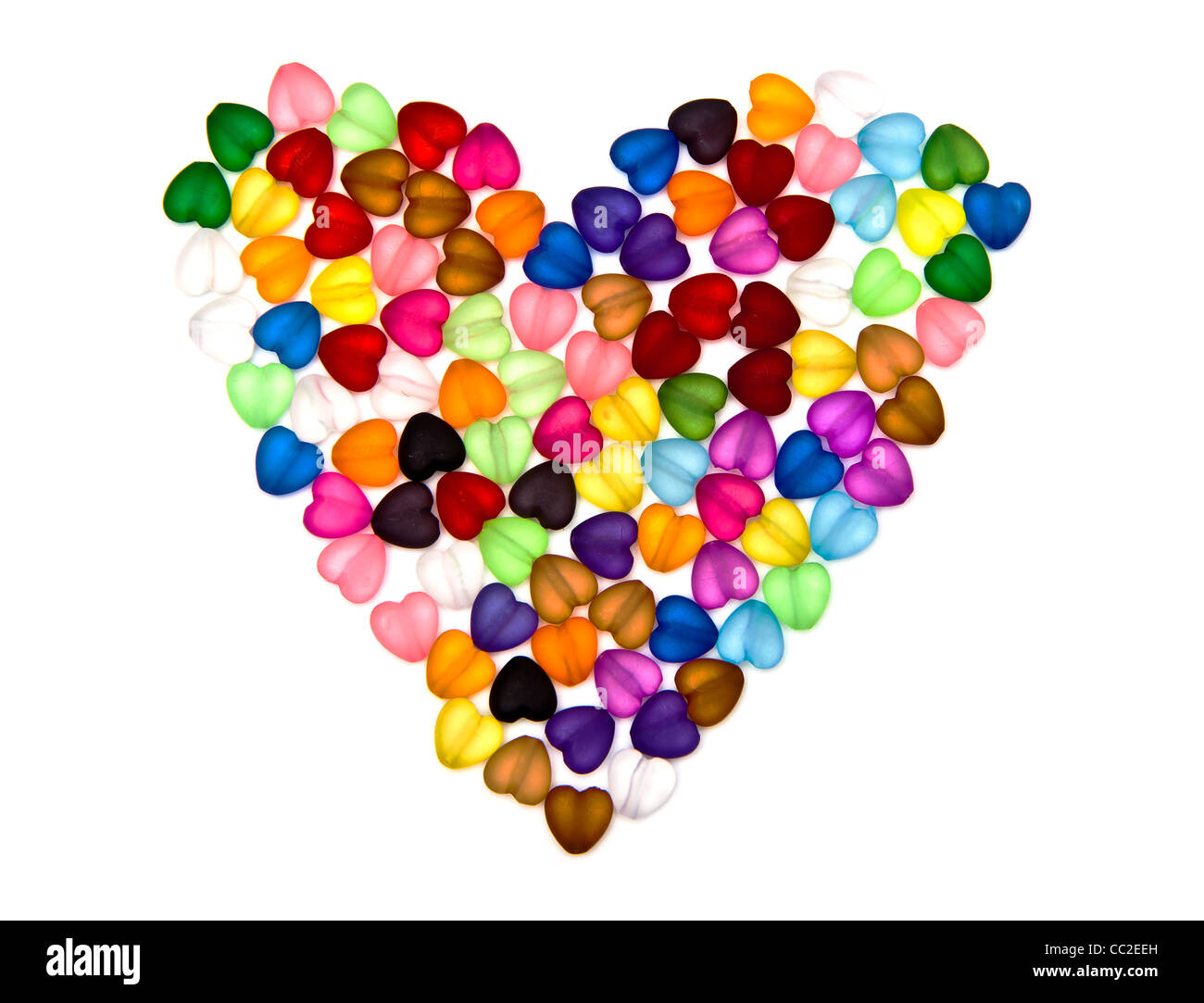 Colorful beads, heart shape on white background Stock Photo Alamy