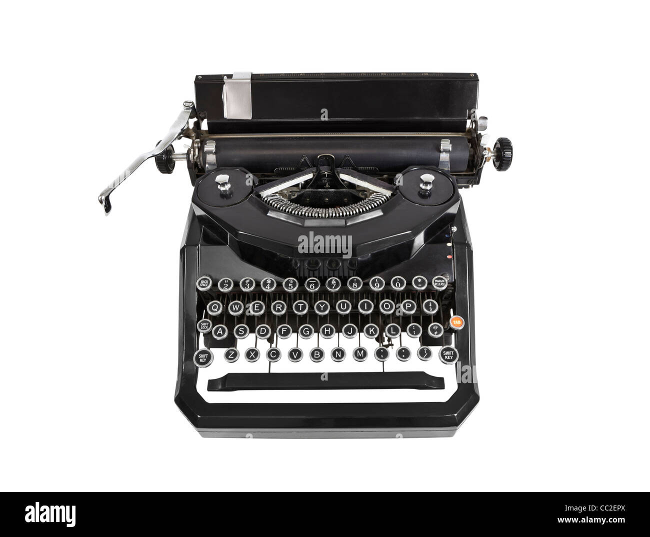 Vintage typewriter isolated on white. Stock Photo