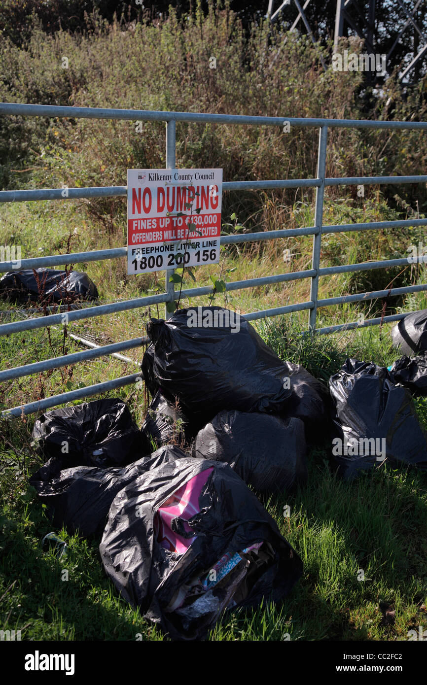 Fly tipping of domestic waste in Ireland - Eire Stock Photo