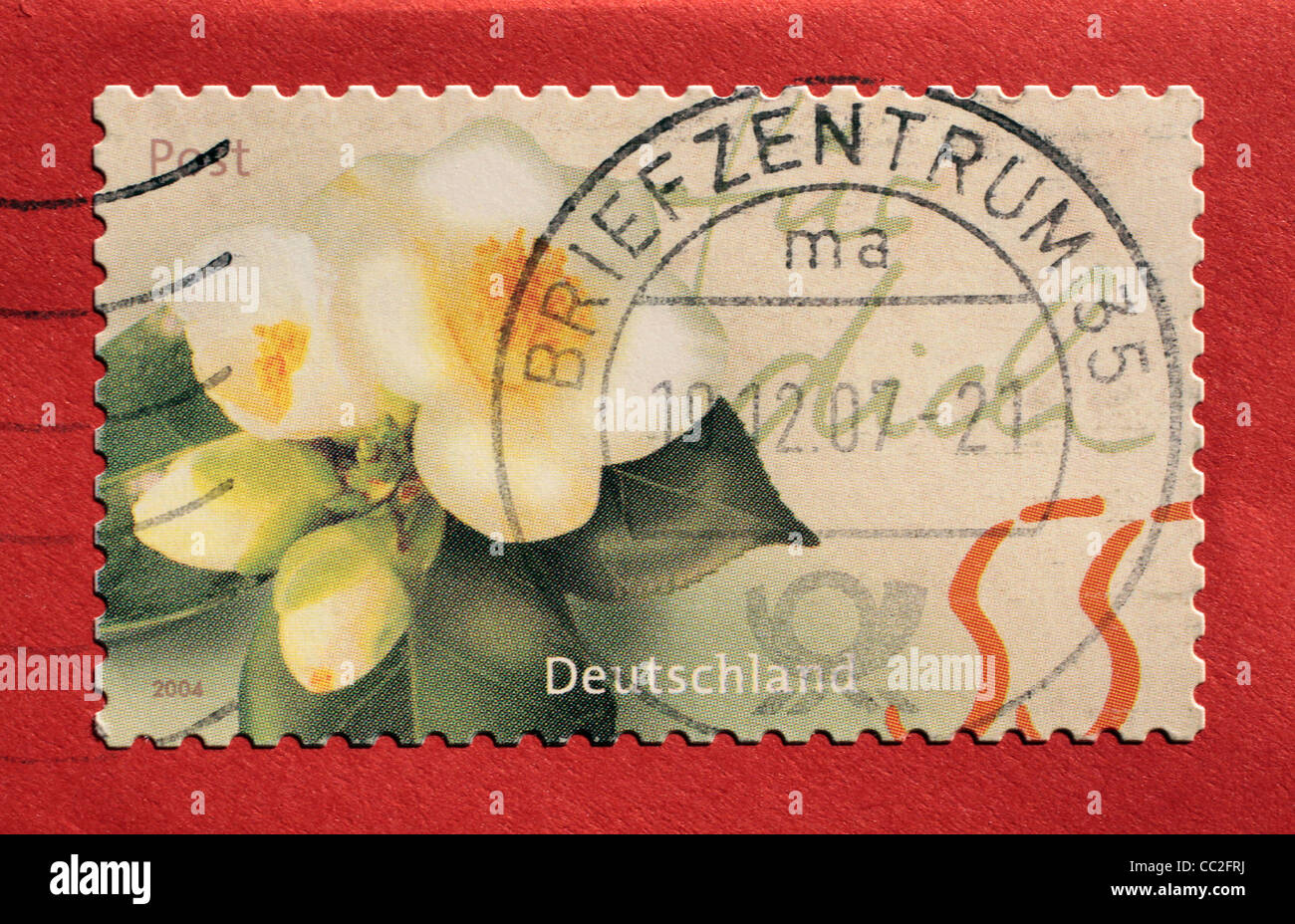 Postage stamp from Germany with red background Stock Photo Alamy