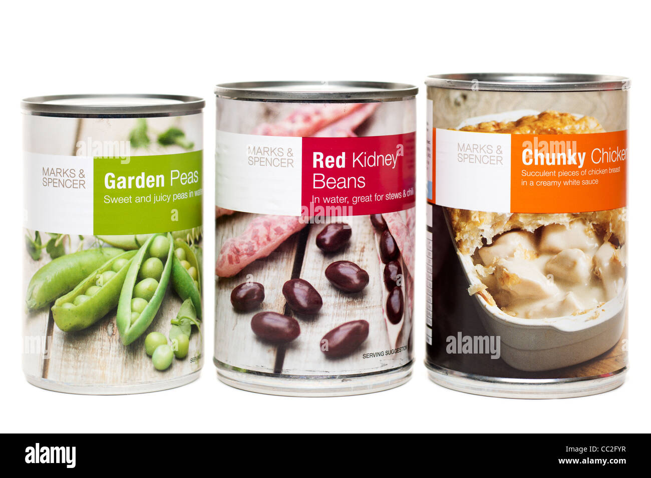 Marks and Spencer canned products Stock Photo