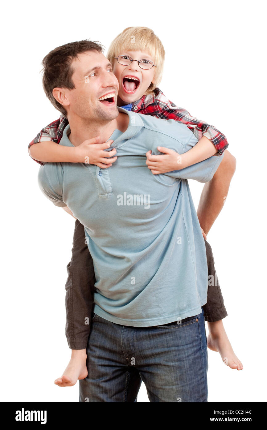 Dad giving son piggyback ride hi-res stock photography and images - Alamy