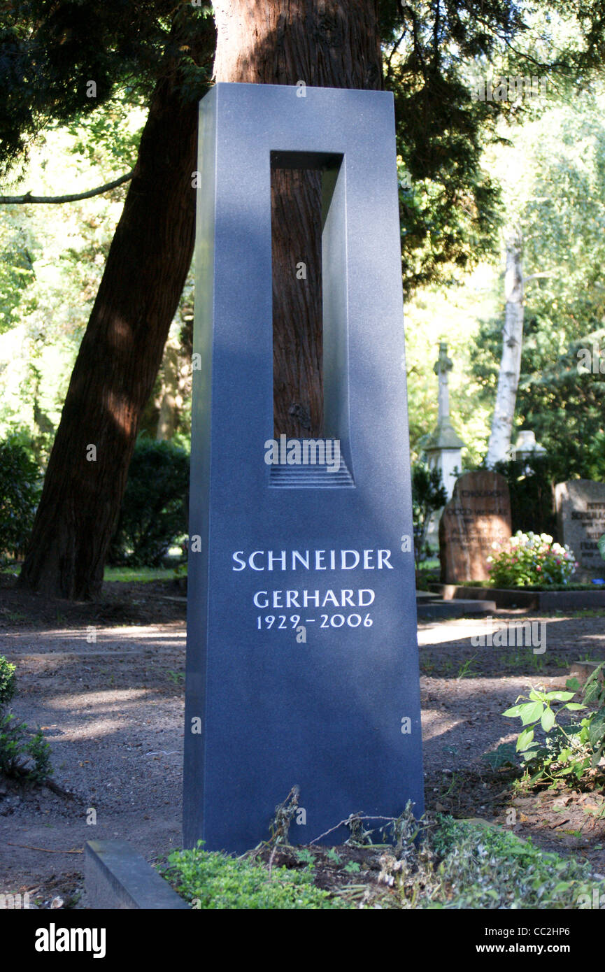 Modern tombstone of Gerhard Schneider 1929-2006, Melaten cemetery, Koln, Nordrhein-Westfalen, Germany Stock Photo