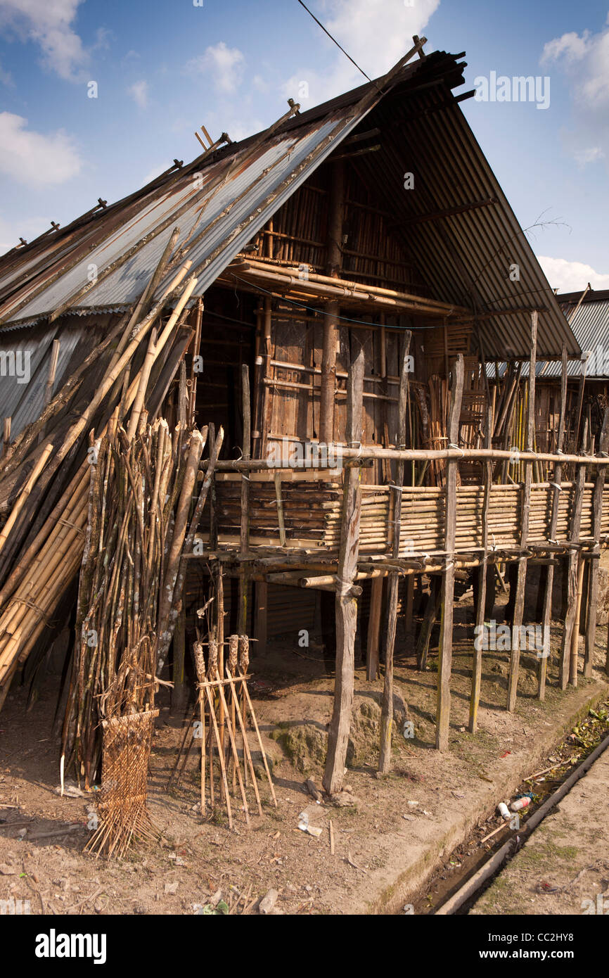 India, Arunachal Pradesh, Old Ziro village house on stilts constructed