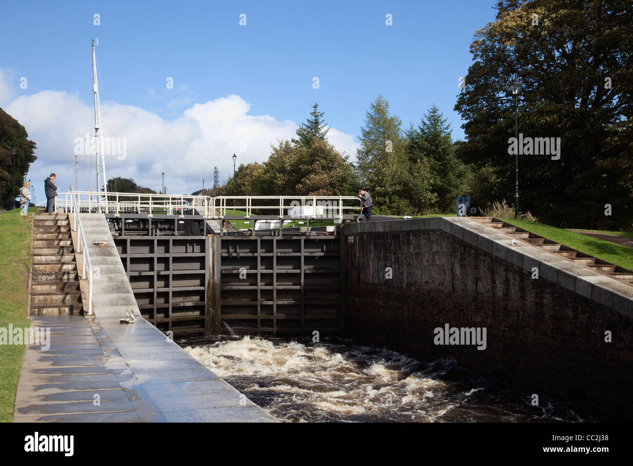 Lock gates opening on Neptune's Staircase on the Caledonian Canal