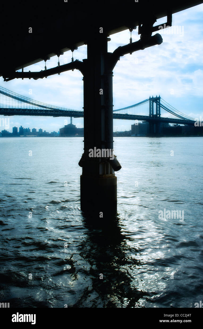 USA, New York City, Pillar of bridge Stock Photo