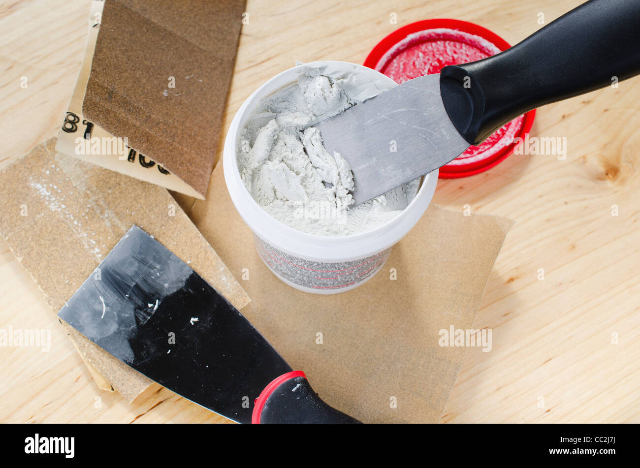 Spackle and plaster, studio shot Stock Photo Alamy