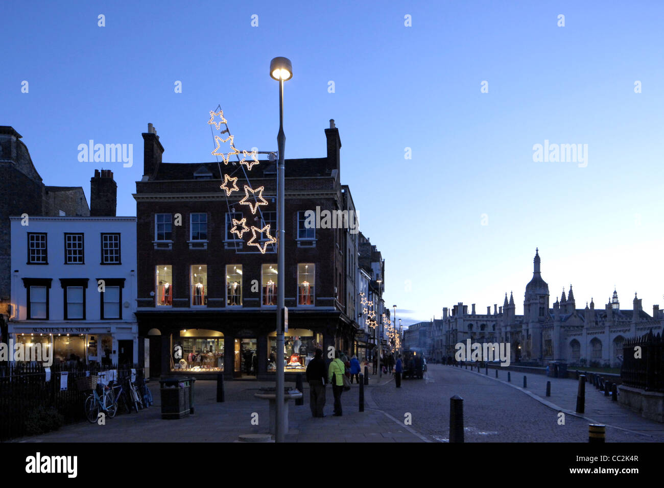 Christmas lights King's Parade Cambridge England Stock Photo Alamy