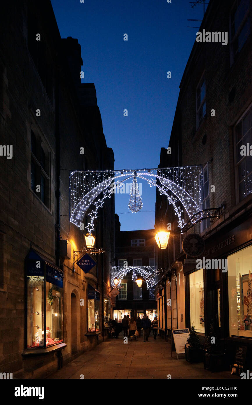Christmas lights Rose Crescent Cambridge England Stock Photo Alamy