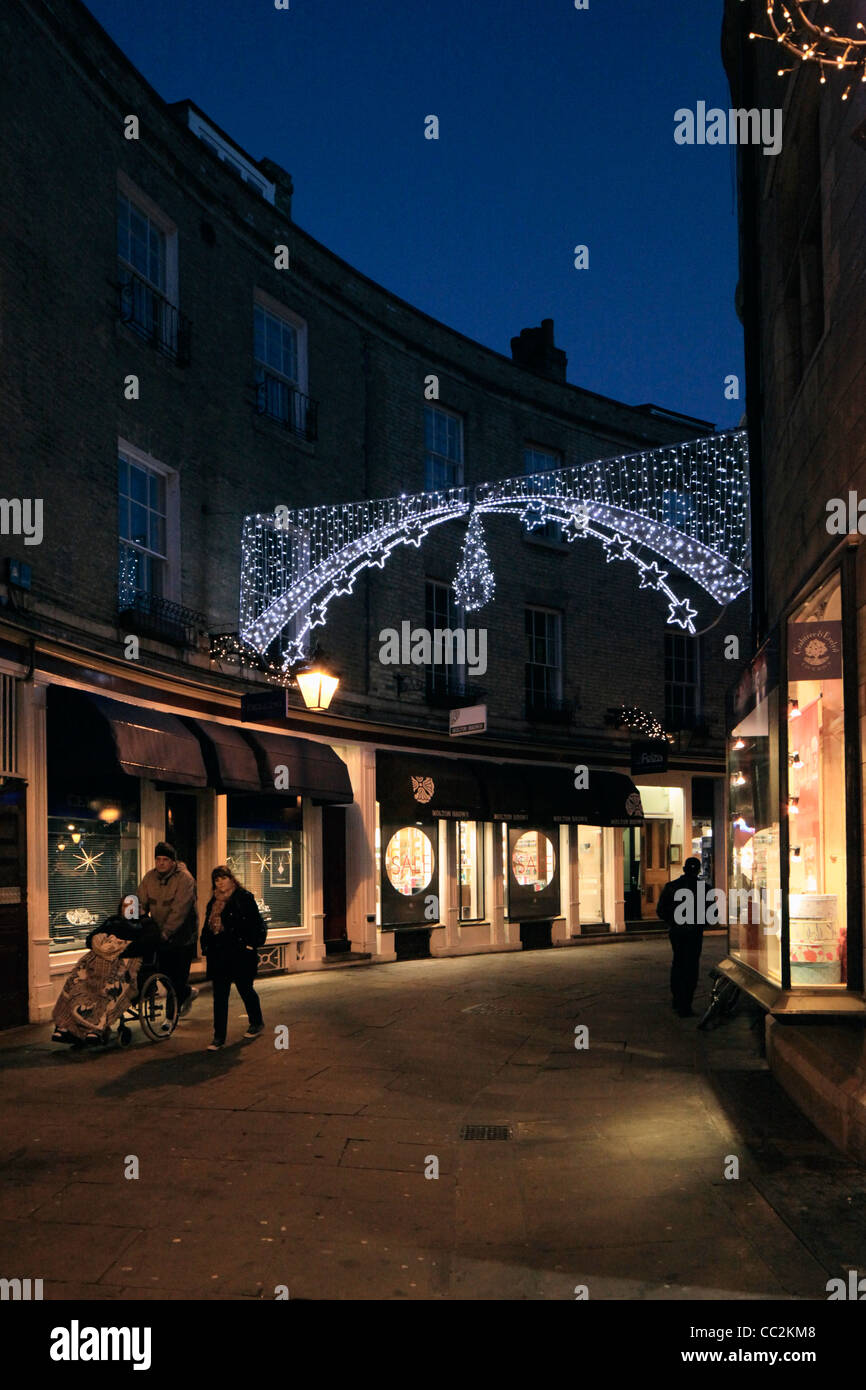 Christmas lights Rose Crescent Cambridge England Stock Photo Alamy
