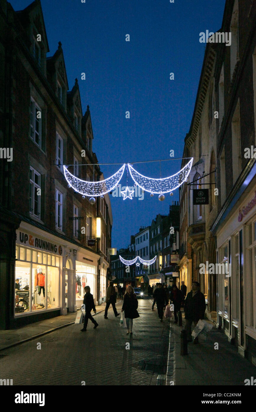 Christmas lights St John's Street Cambridge England Stock Photo Alamy