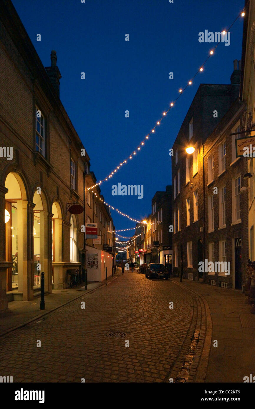 Christmas lights Green Street Cambridge England Stock Photo Alamy