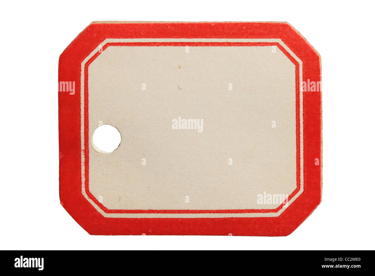 Vintage red and white label tag isolated on white background Stock Photo