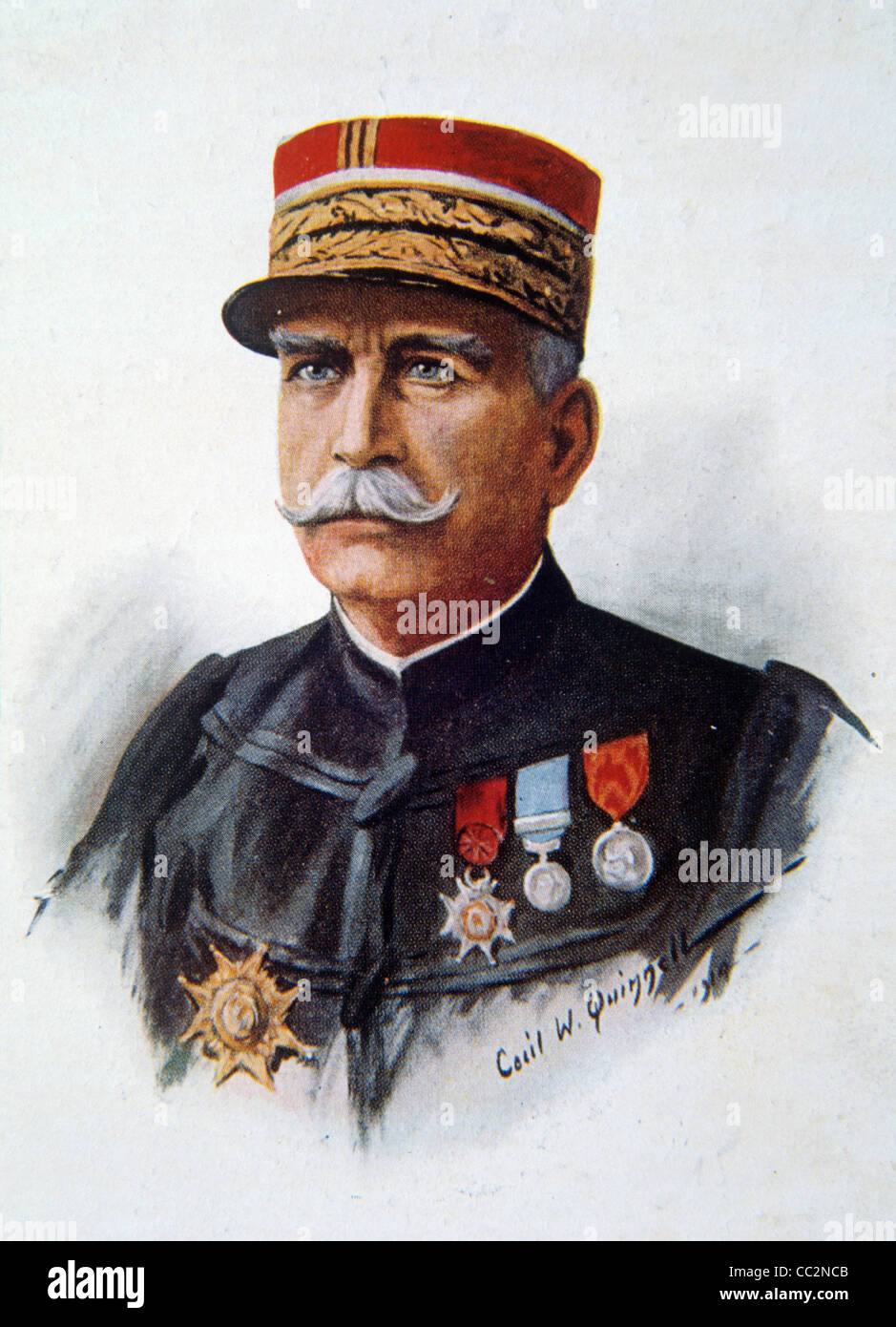 Portrait of General Joffre, Joseph Jacques Césaire Joffre (1852-1931) French General and Army Commander during World War I or The Great War. Vintage Illustration or Engraving Stock Photo