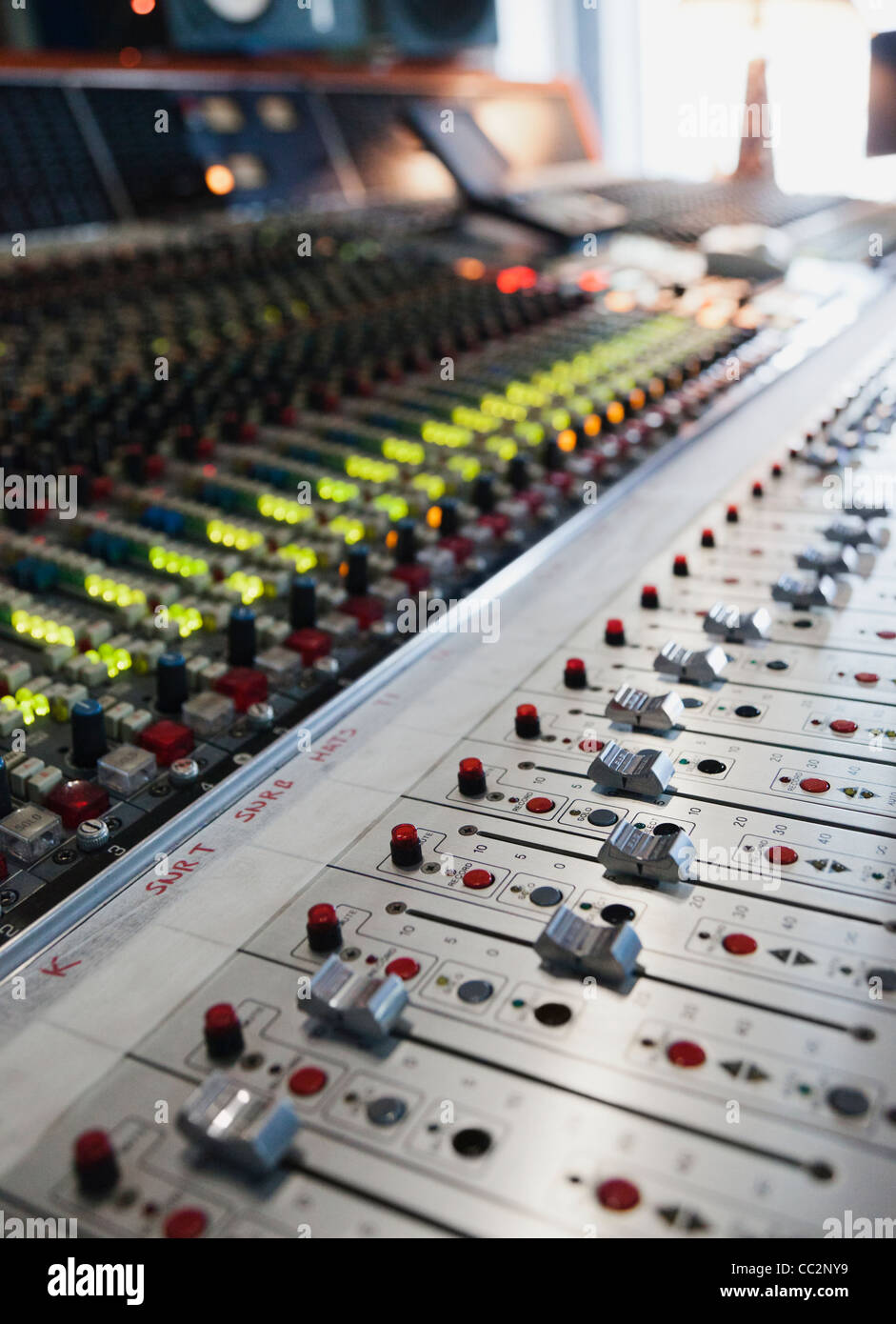 Ireland, County Westmeath, Control panel in recording studio Stock ...