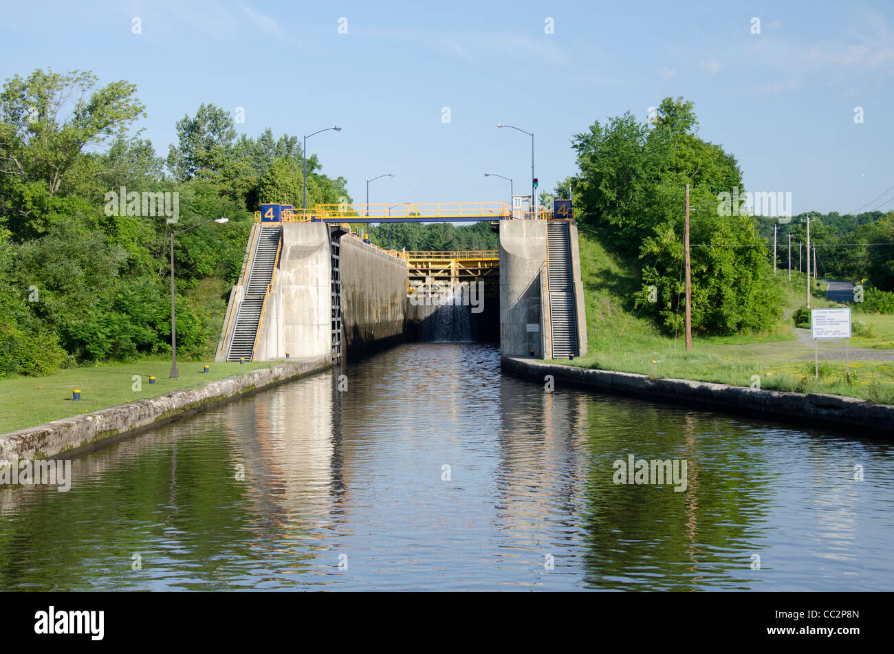 New York, Waterford. Erie Canal, Waterford Flight, lock 4 Stock Photo