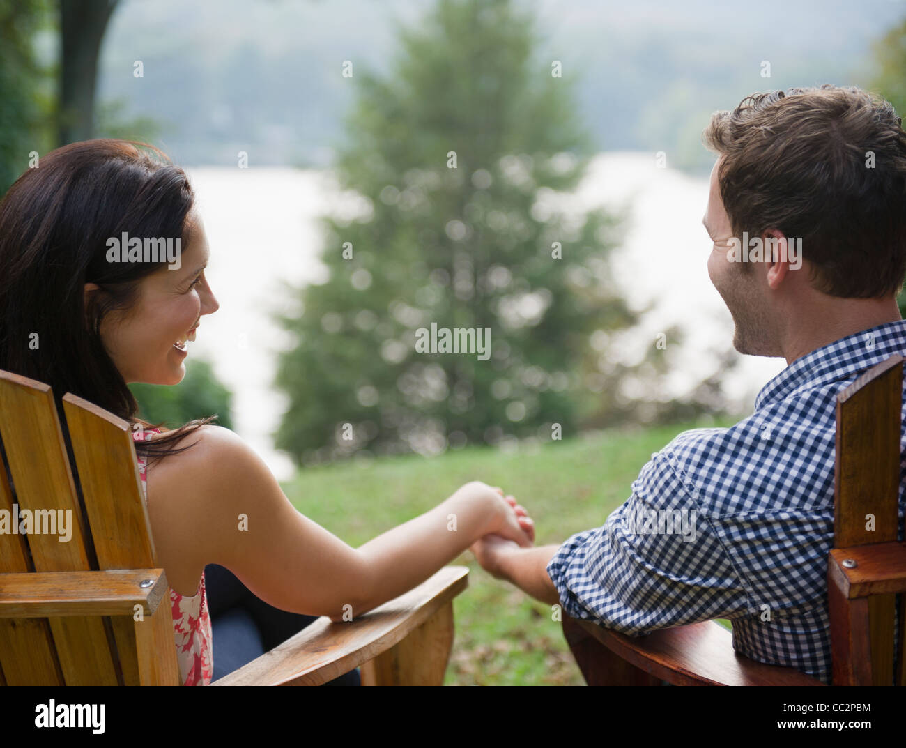 USA, New York, Putnam Valley, Roaring Brook Lake, Close up of couple