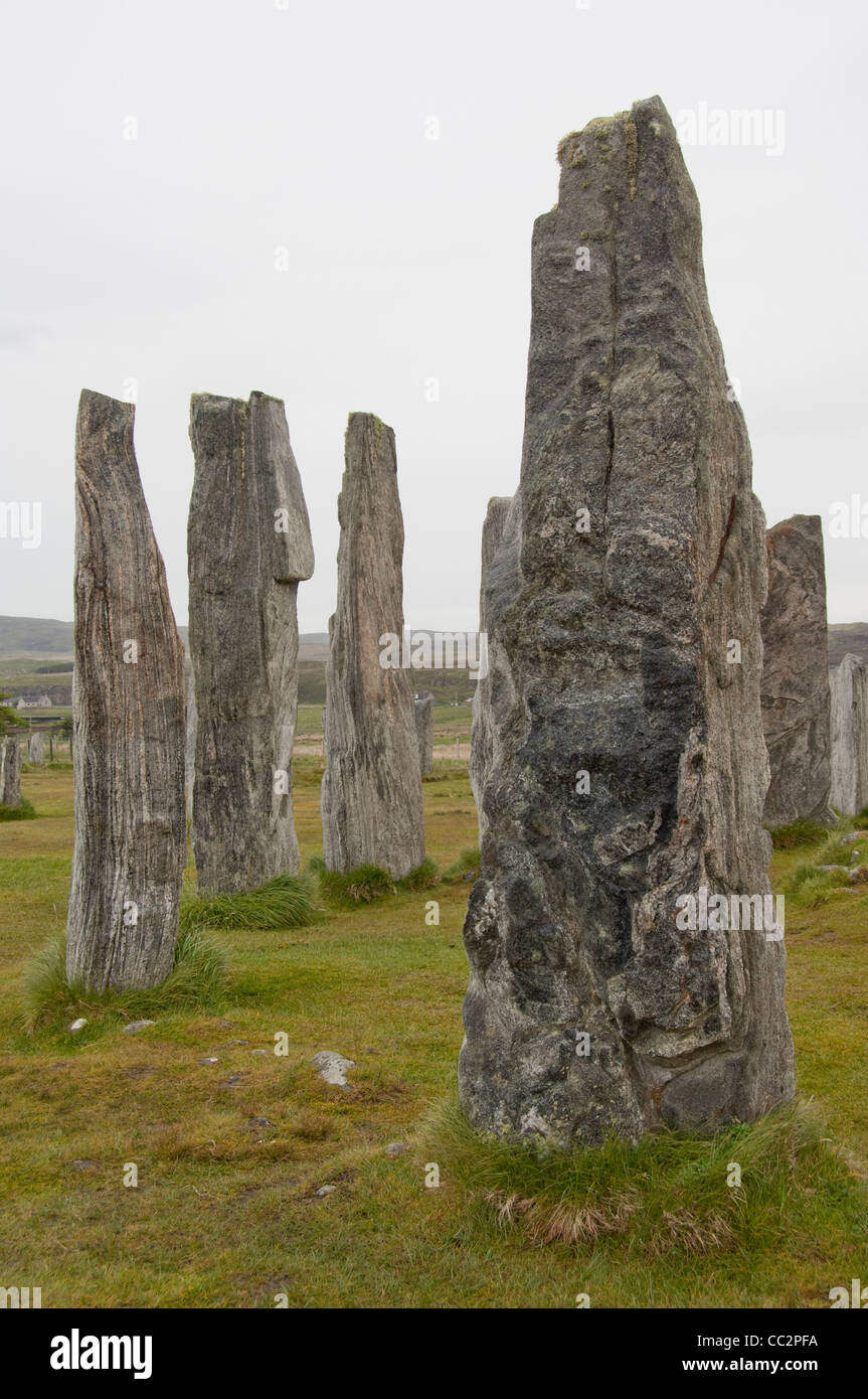Scotland, Outer Hebrides, Isle of Lewis, Stornoway. The Callanish Stones (aka Clachan Chalanais), stone circle. Stock Photo