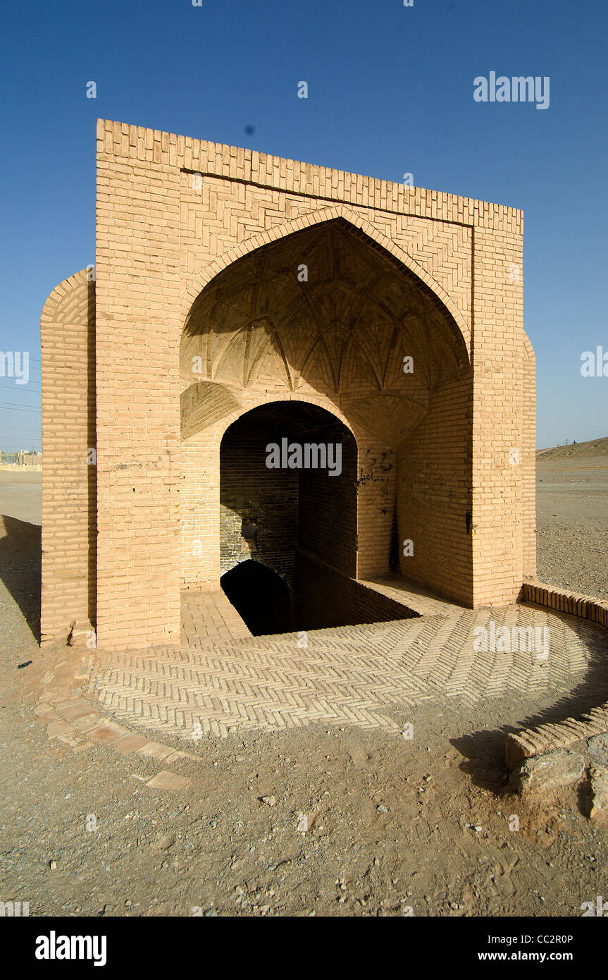 A pavilion where bodies were laid out before being taken to a Zoroastrian Tower of Silence near Yazd in Iran for a 'sky burial'. Stock Photo