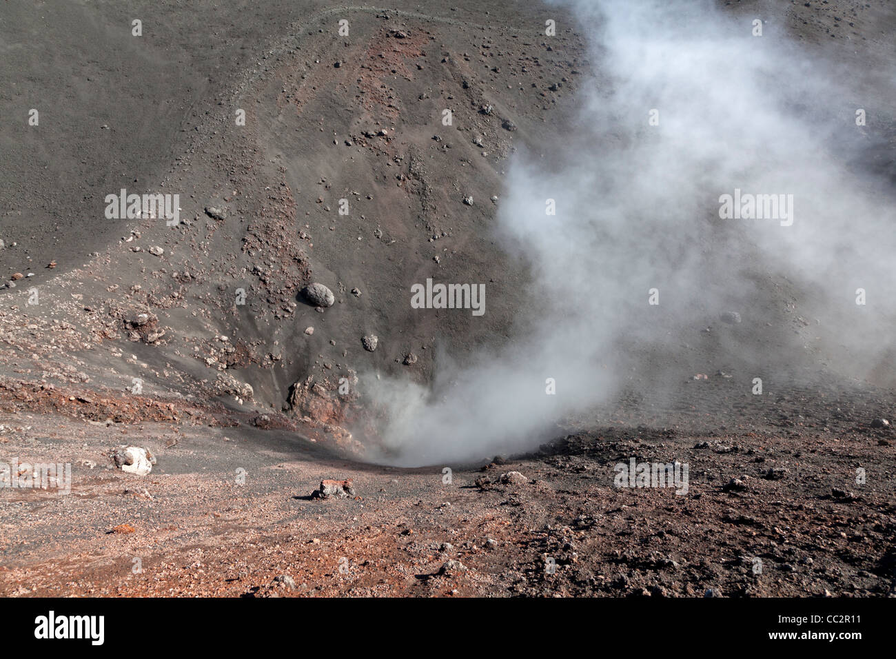 Volcanic crater from Mount Etna, Sicily, Italy Stock Photo
