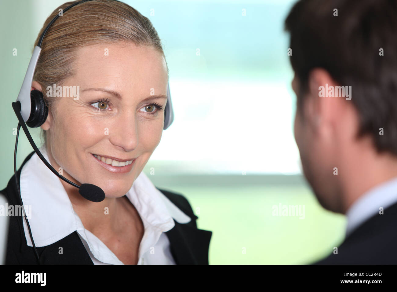 Interpreter with client Stock Photo Alamy